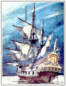 Парусный корабль «Орел». С картины художника И.И. Родинова. Фото с сайта korvet2.ru.